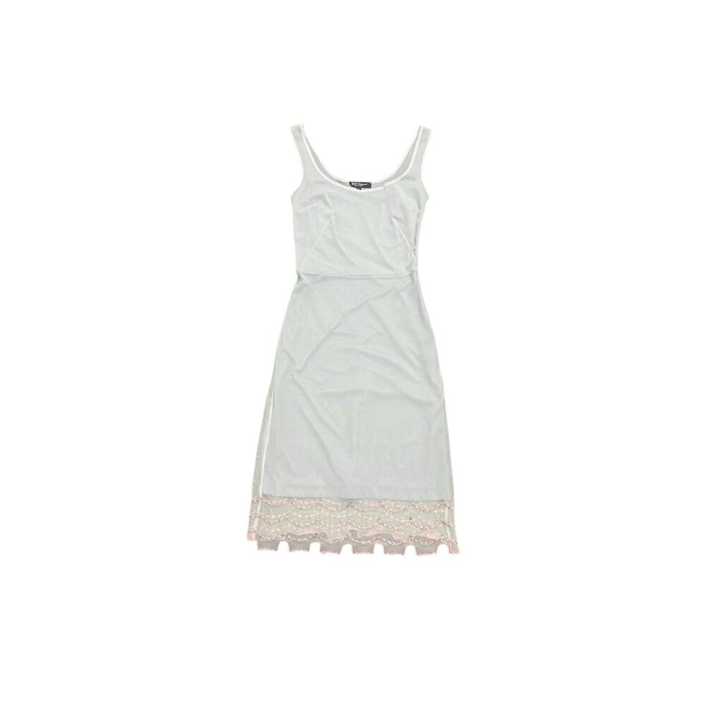 1990s BETSEY JOHNSON mesh dress w embroidered floral trim size small